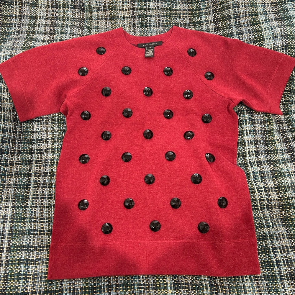 Marc Jacobs Burgundy Beads Crew Neck Sweater